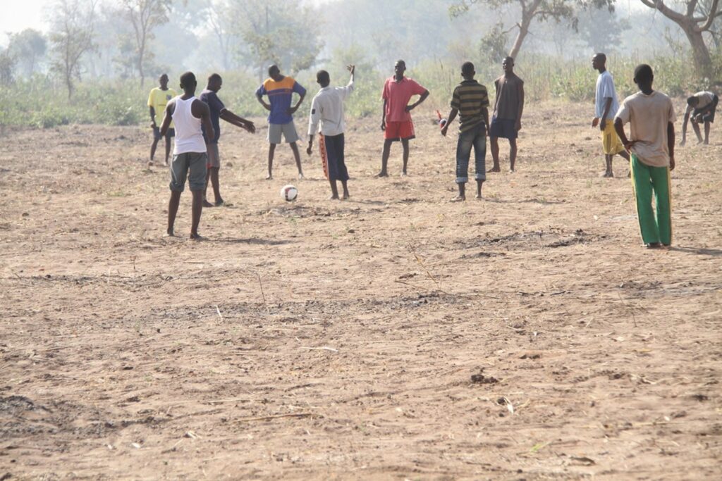 Group playing soccer