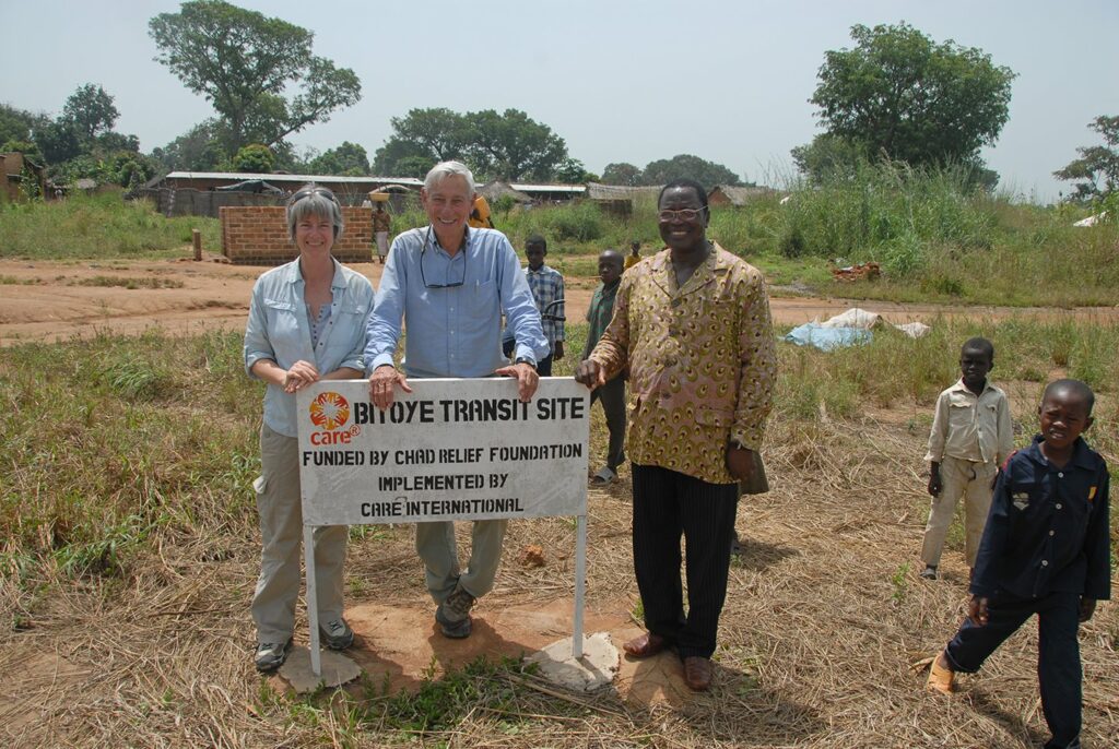 Catherine & Bill at the site where facilities for refugees crossing the border were erected.
