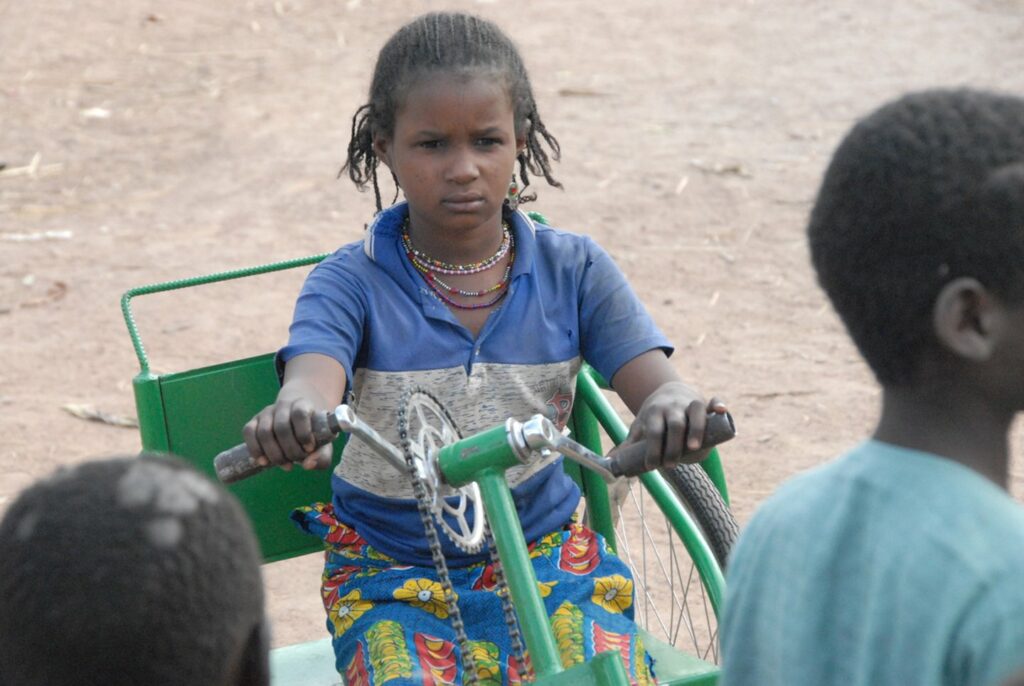 Little girl on wheelchair